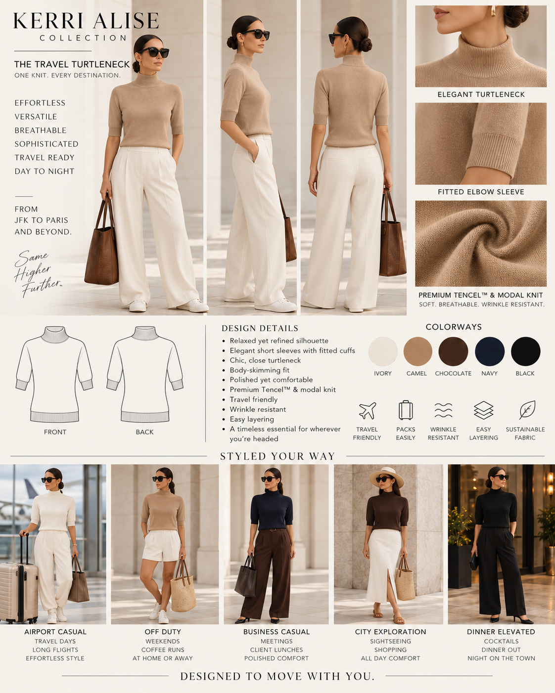 Kerri Alise Travel Turtleneck — supplied product presentation